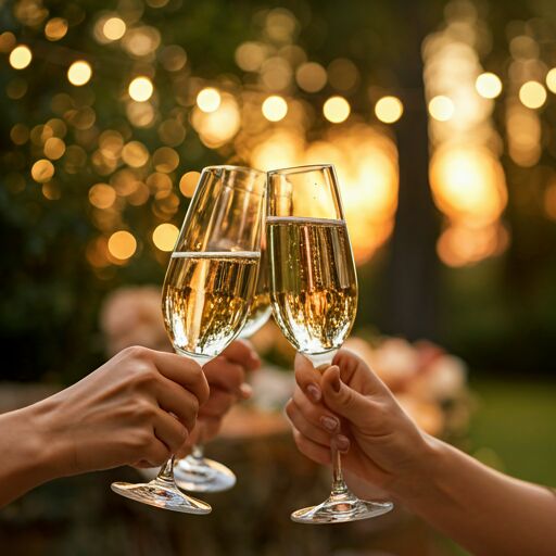 Champagne glasses clinking